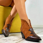 Ankelboots med spetsig tå och vågiga kanter för dam-Footwear for women-Fjallbarn