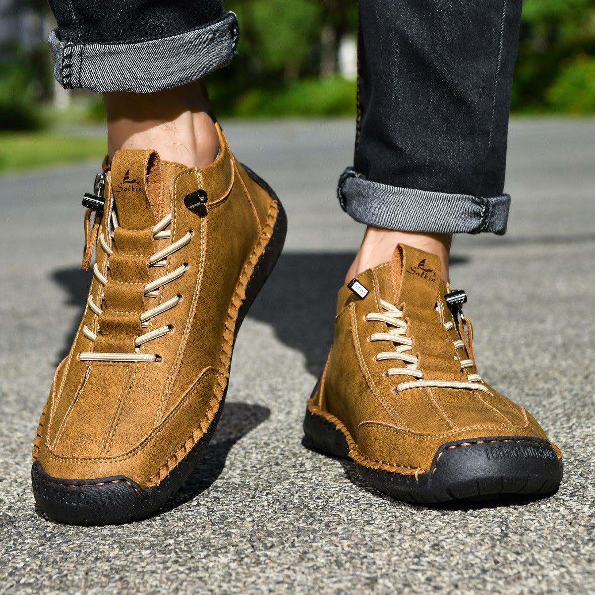 Ankelkängor för herrar med dragkedja på sidan och snörning fram-Footwear for men-Fjallbarn