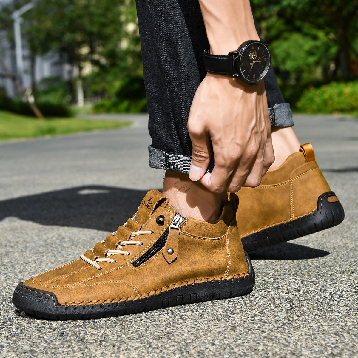 Ankelkängor för herrar med dragkedja på sidan och snörning fram-Footwear for men-Fjallbarn
