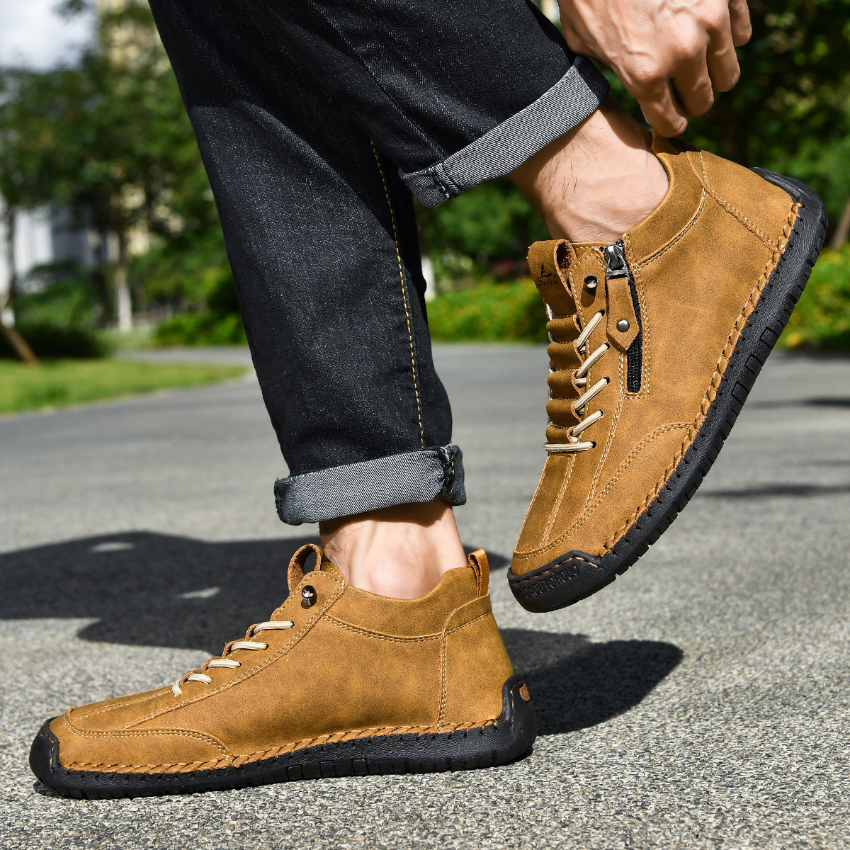 Ankelkängor för herrar med dragkedja på sidan och snörning fram-Footwear for men-Fjallbarn