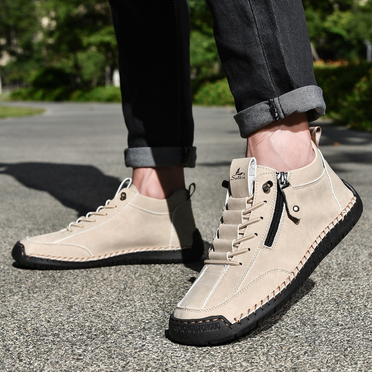 Ankelkängor för herrar med dragkedja på sidan och snörning fram-Footwear for men-Fjallbarn