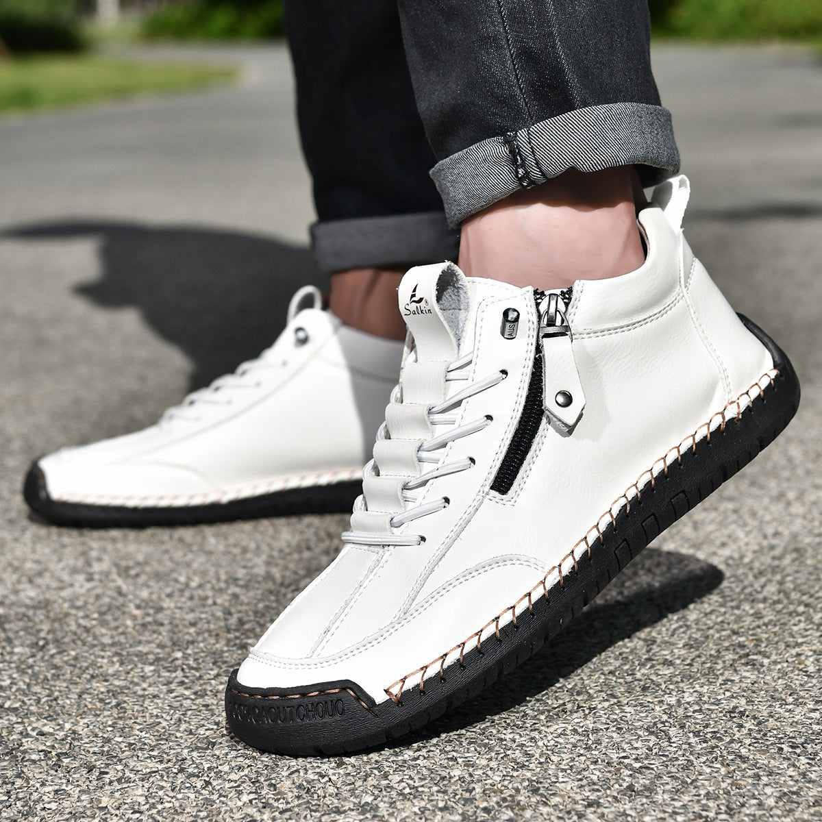 Ankelkängor för herrar med dragkedja på sidan och snörning fram-Footwear for men-Fjallbarn