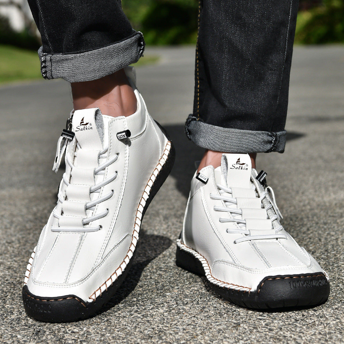 Ankelkängor för herrar med dragkedja på sidan och snörning fram-Footwear for men-Fjallbarn