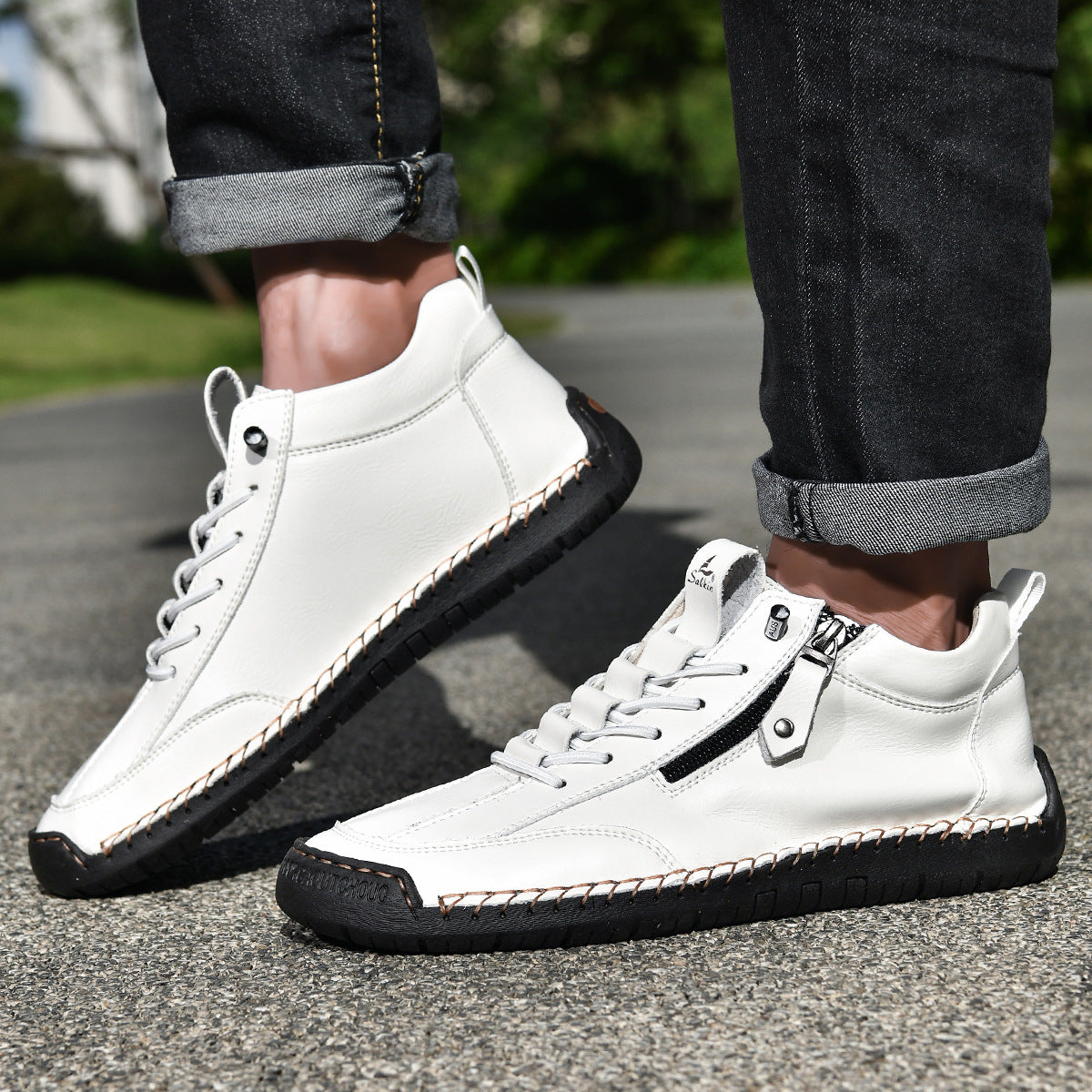 Ankelkängor för herrar med dragkedja på sidan och snörning fram-Footwear for men-Fjallbarn