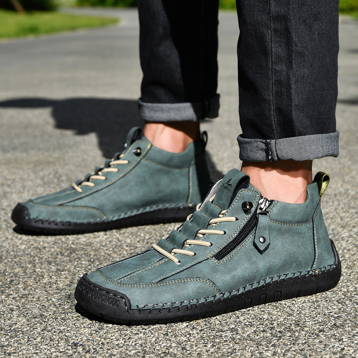 Ankelkängor för herrar med dragkedja på sidan och snörning fram-Footwear for men-Fjallbarn