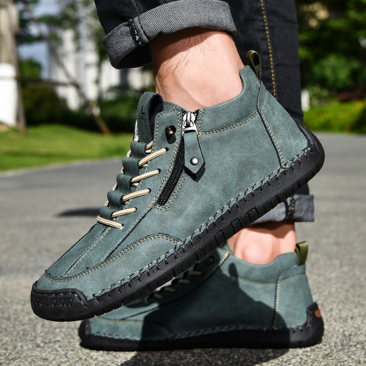 Ankelkängor för herrar med dragkedja på sidan och snörning fram-Footwear for men-Fjallbarn