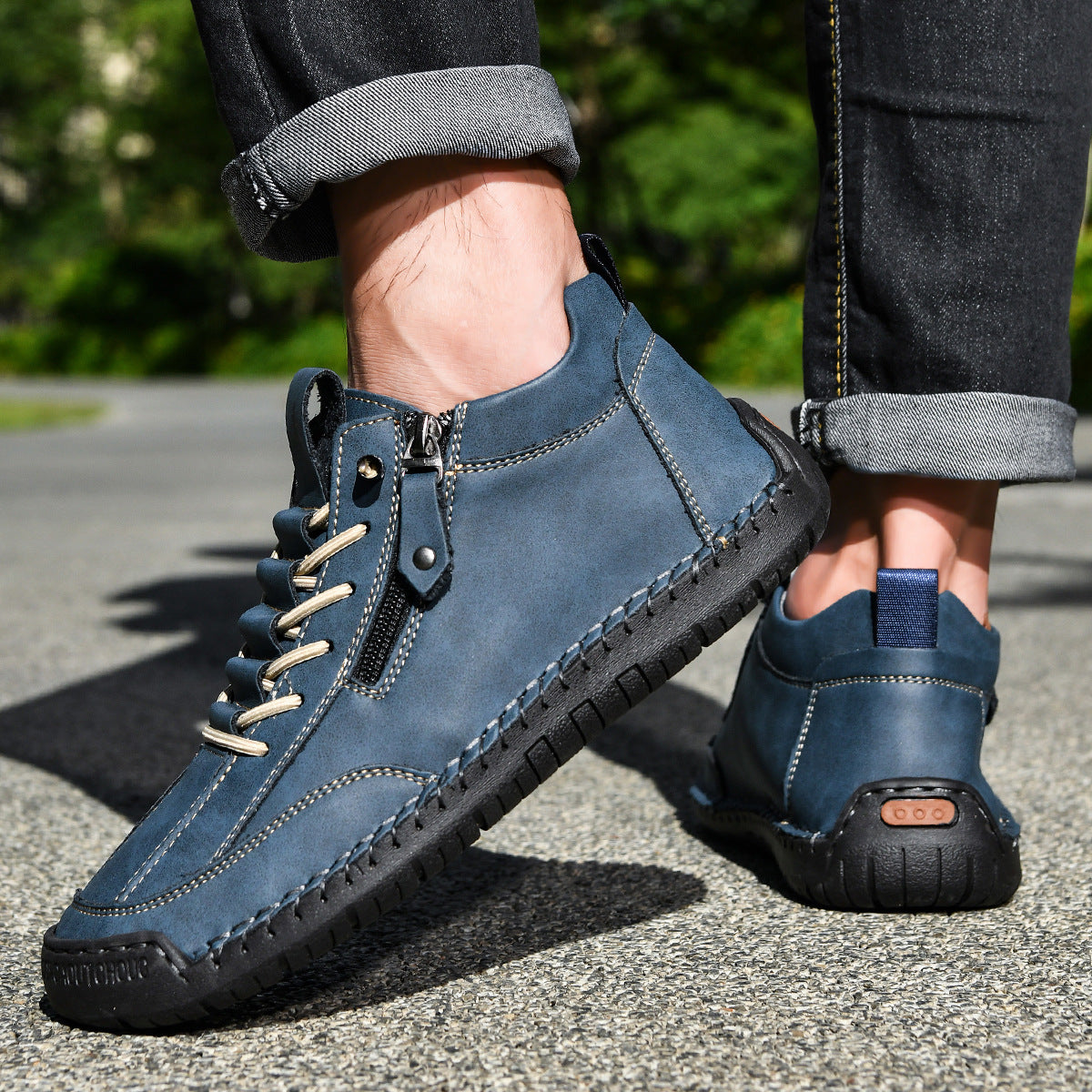 Ankelkängor för herrar med dragkedja på sidan och snörning fram-Footwear for men-Fjallbarn