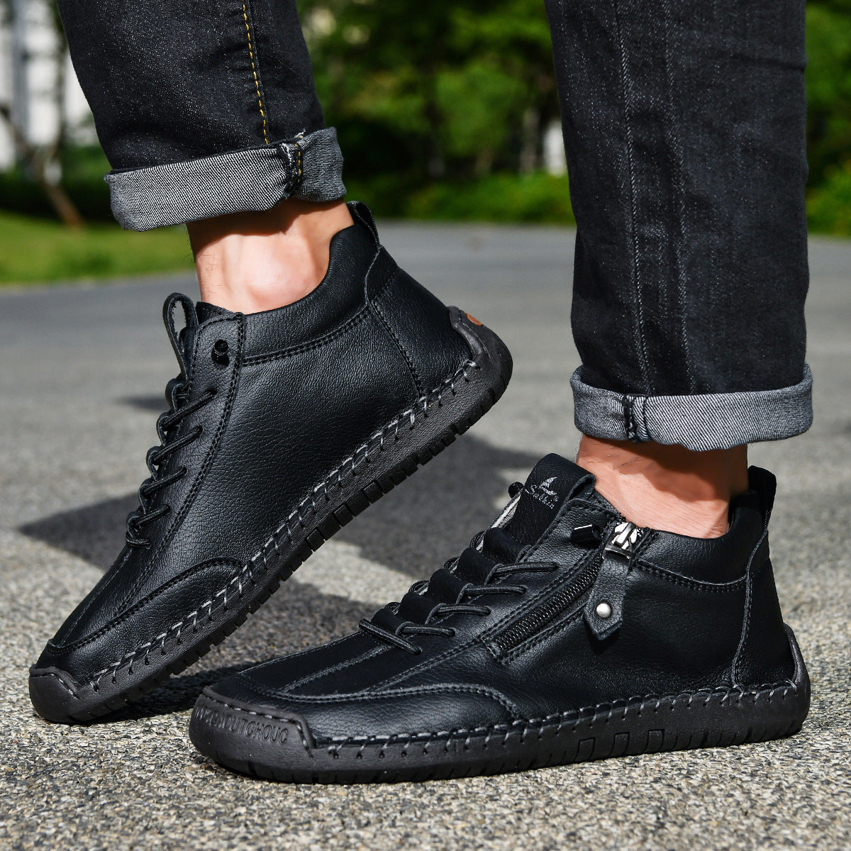 Ankelkängor för herrar med dragkedja på sidan och snörning fram-Footwear for men-Fjallbarn