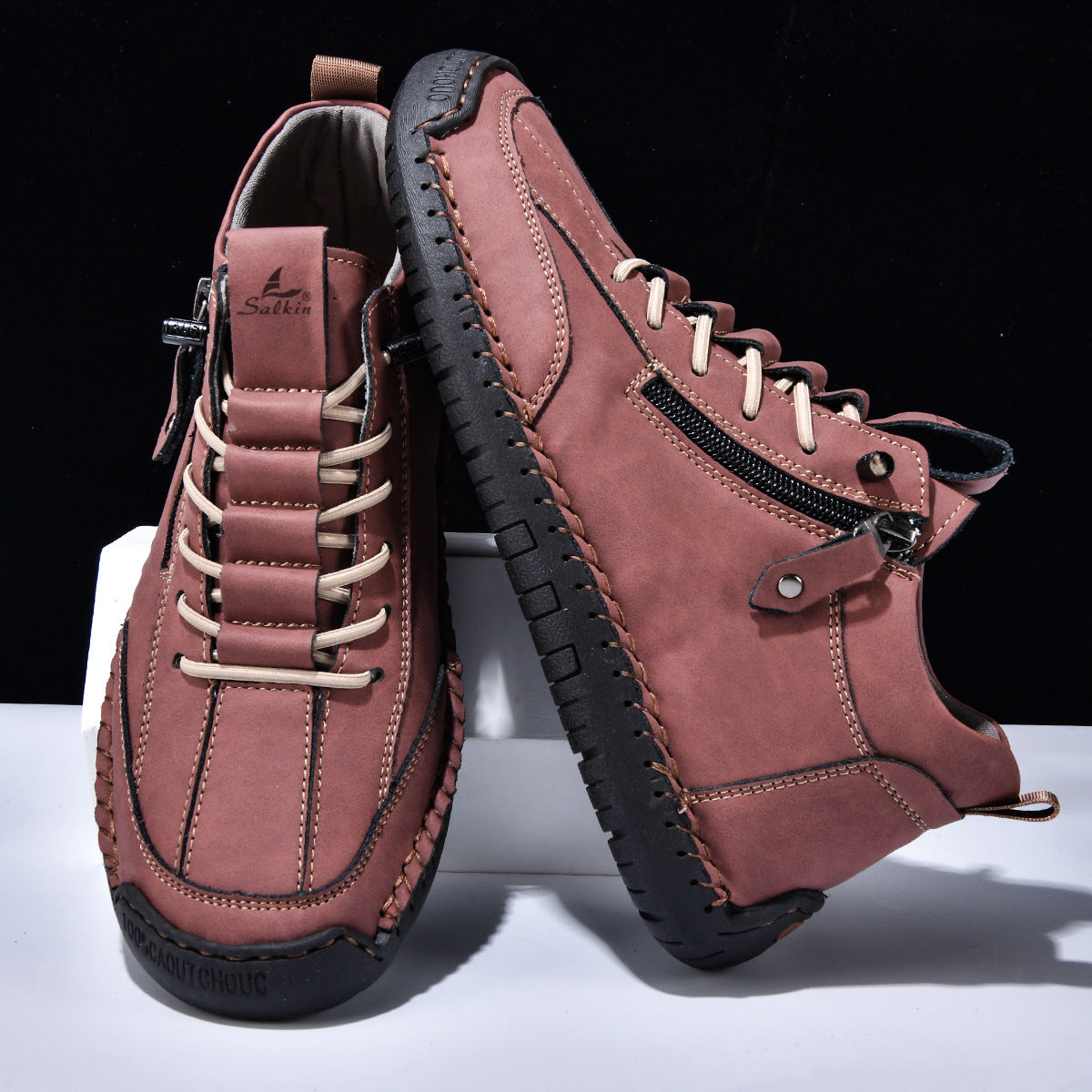 Ankelkängor för herrar med dragkedja på sidan och snörning fram-Footwear for men-Fjallbarn