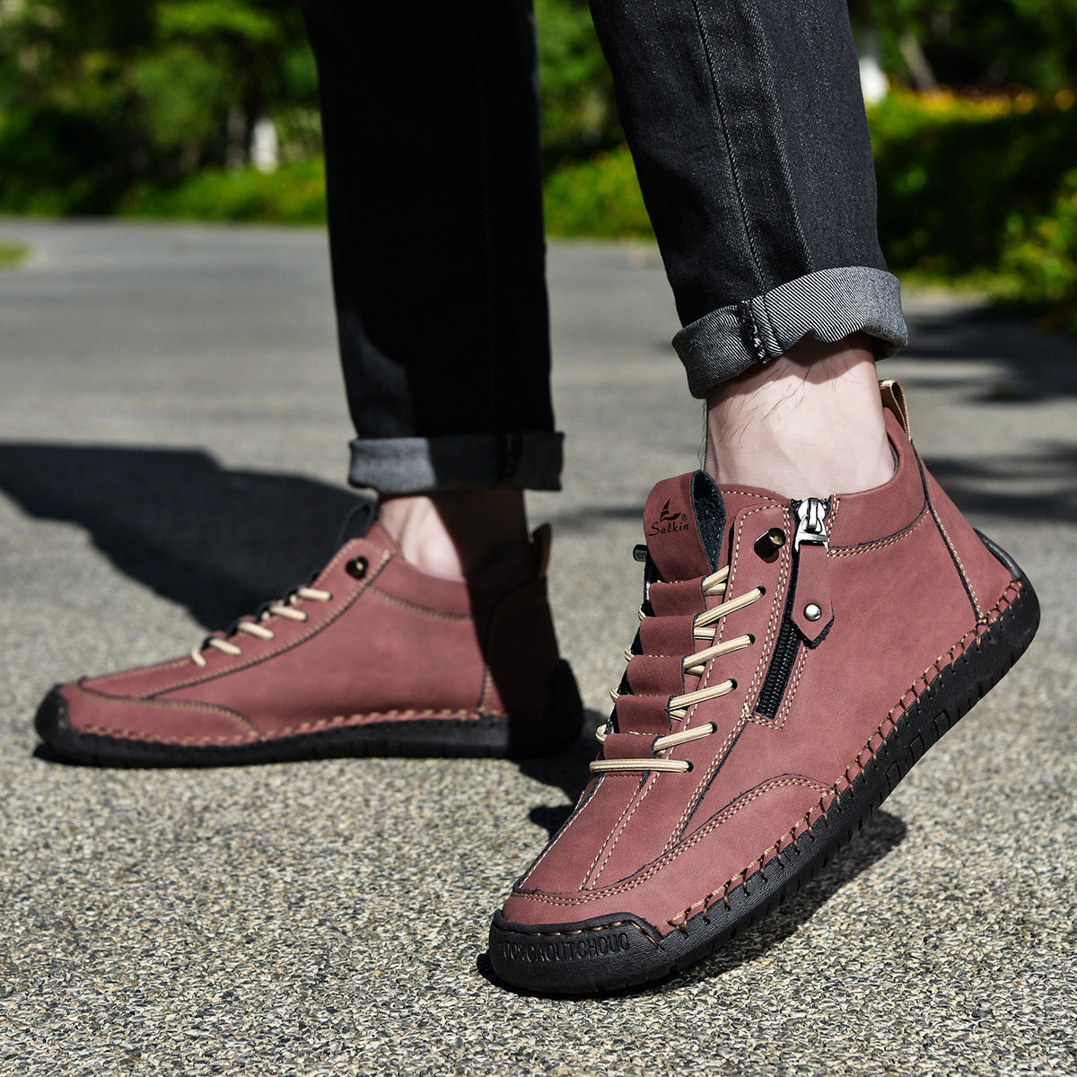 Ankelkängor för herrar med dragkedja på sidan och snörning fram-Footwear for men-Fjallbarn