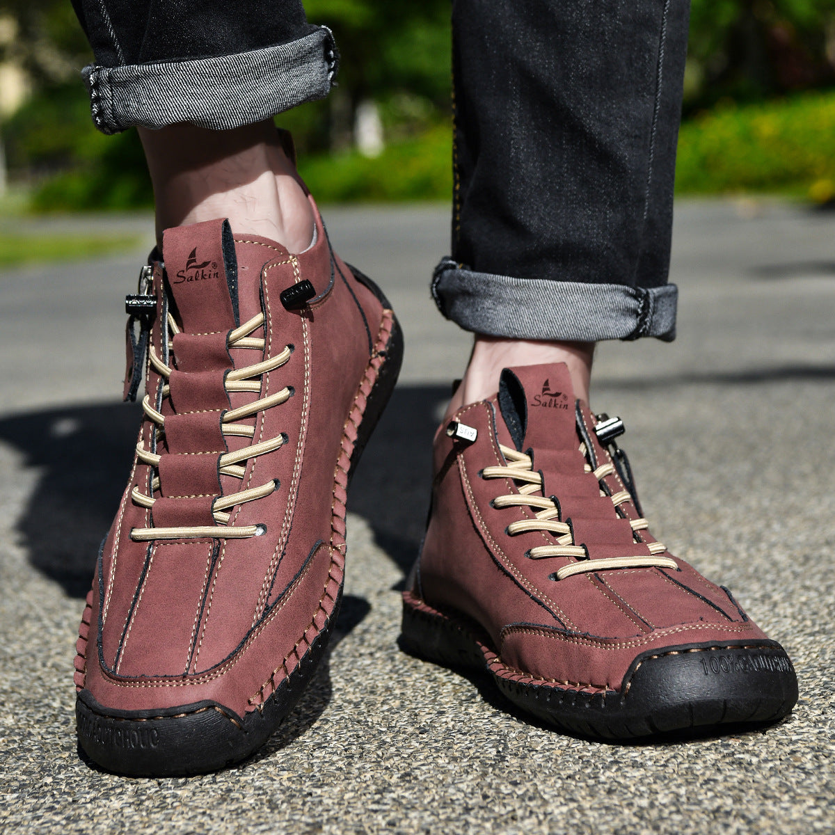 Ankelkängor för herrar med dragkedja på sidan och snörning fram-Footwear for men-Fjallbarn