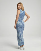 Ärmellös maxiklänning med tie-dye för dam-Maxi Dress-Fjallbarn
