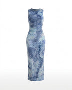 Ärmellös maxiklänning med tie-dye för dam-Maxi Dress-Fjallbarn