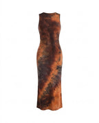 Ärmellös maxiklänning med tie-dye för dam-Maxi Dress-Fjallbarn
