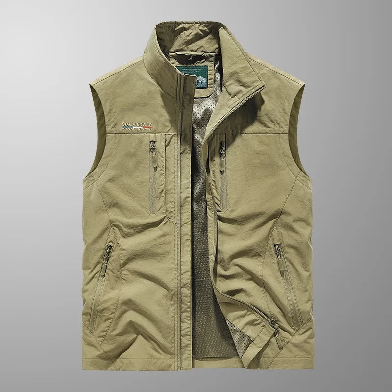 Ärmellose Cargo-väst för män med blixtlåsfickor-Vests for men-Fjallbarn