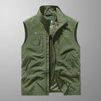 Ärmellose Cargo-väst för män med blixtlåsfickor-Vests for men-Fjallbarn