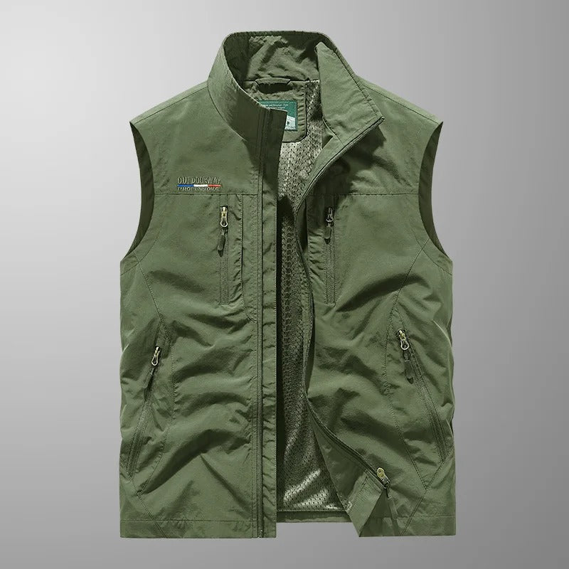 Ärmellose Cargo-väst för män med blixtlåsfickor-Vests for men-Fjallbarn