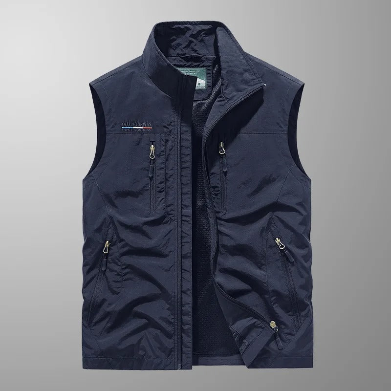 Ärmellose Cargo-väst för män med blixtlåsfickor-Vests for men-Fjallbarn