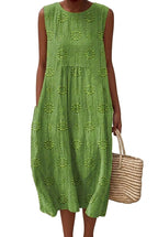Ärmlös broderad midiklänning för dam-Midi Dress-Fjallbarn
