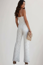 Ärmlös jumpsuit i spets med V-ringning och vida ben för dam-Jumpsuits for women-Fjallbarn