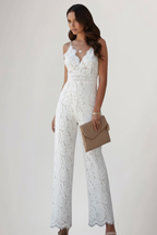 Ärmlös jumpsuit i spets med V-ringning och vida ben för dam-Jumpsuits for women-Fjallbarn
