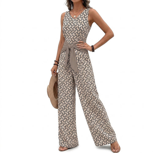Ärmlös jumpsuit med V-ringning och vida ben för dam-Jumpsuits for women-Fjallbarn