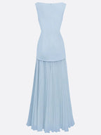 Ärmlös maxiklänning för dam med veckad kjol-Maxi Dress-Fjallbarn