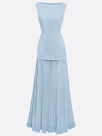Ärmlös maxiklänning för dam med veckad kjol-Maxi Dress-Fjallbarn