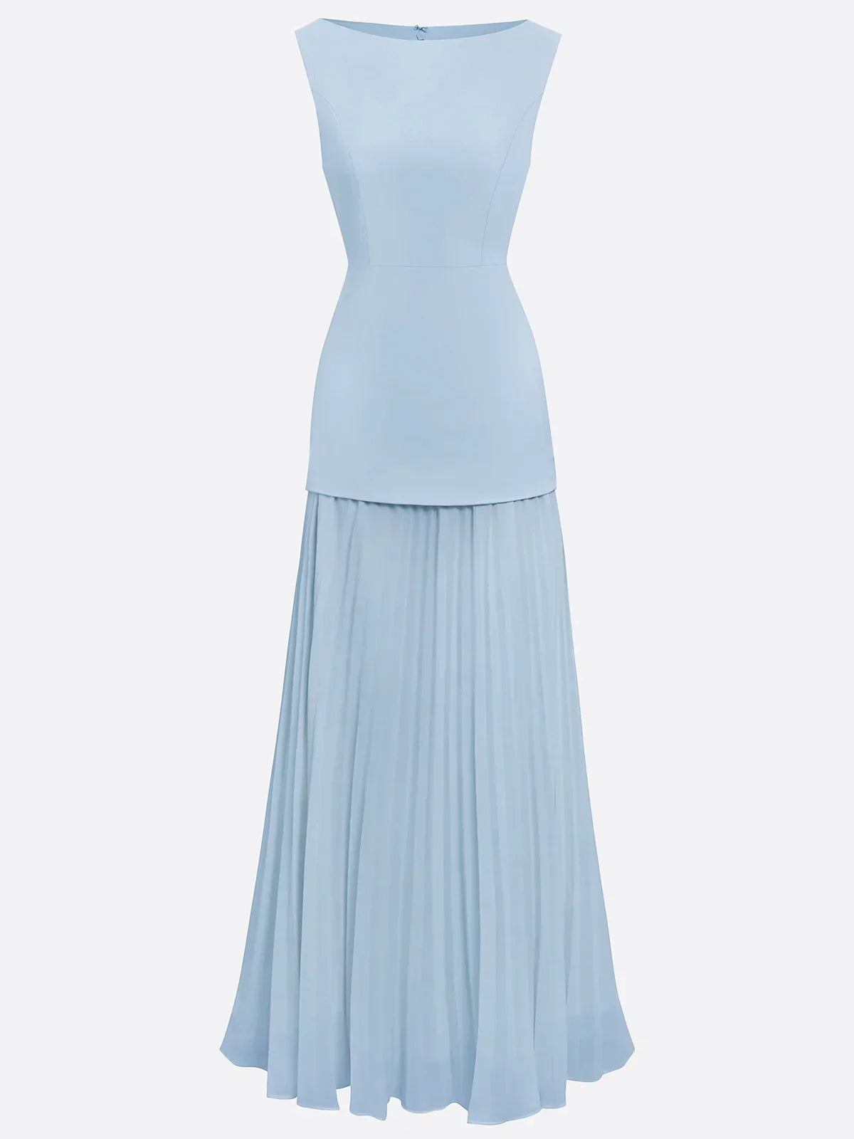 Ärmlös maxiklänning för dam med veckad kjol-Maxi Dress-Fjallbarn