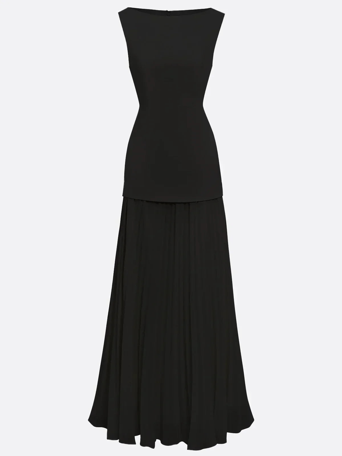 Ärmlös maxiklänning för dam med veckad kjol-Maxi Dress-Fjallbarn