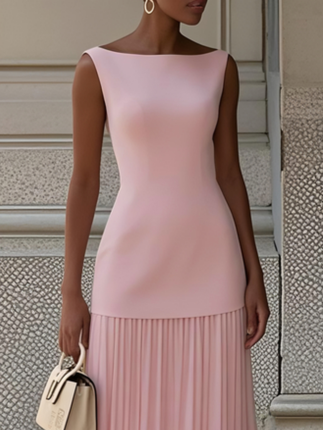 Ärmlös maxiklänning för dam med veckad kjol-Maxi Dress-Fjallbarn