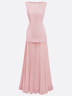 Ärmlös maxiklänning för dam med veckad kjol-Maxi Dress-Fjallbarn