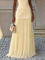 Ärmlös maxiklänning för dam med veckad kjol-Maxi Dress-Fjallbarn