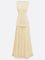 Ärmlös maxiklänning för dam med veckad kjol-Maxi Dress-Fjallbarn