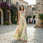 Ärmlös maxiklänning med blommigt tryck och veckad kjol för dam-Maxi Dress-Fjallbarn