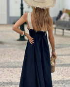 Ärmlös maxiklänning med omlottringning för dam-Maxi Dress-Fjallbarn