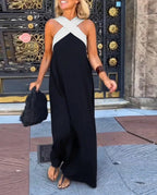 Ärmlös maxiklänning med omlottringning för dam-Maxi Dress-Fjallbarn