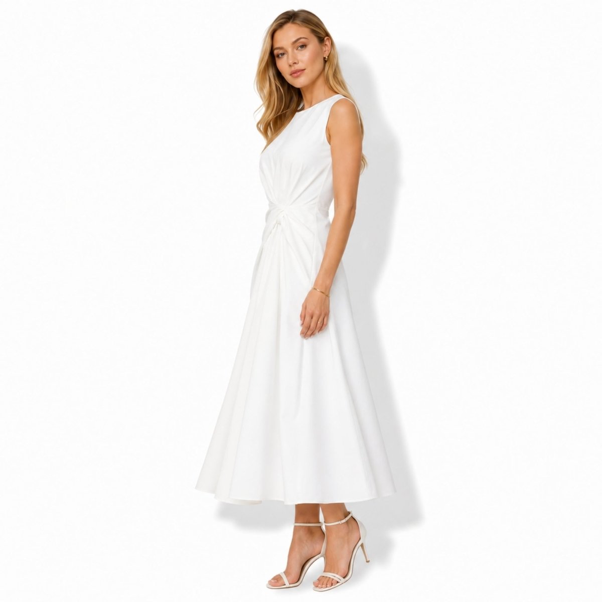 Ärmlös midiklänning för dam med knutdetalj i sidan-Midi Dress-Fjallbarn