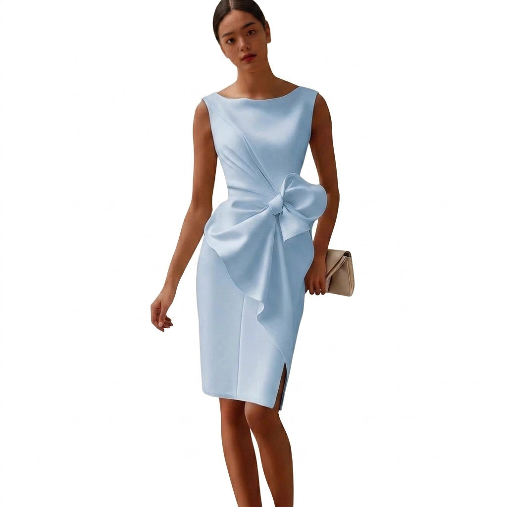 Ärmlös midiklänning för dam med rosettdetalj-Midi Dress-Fjallbarn