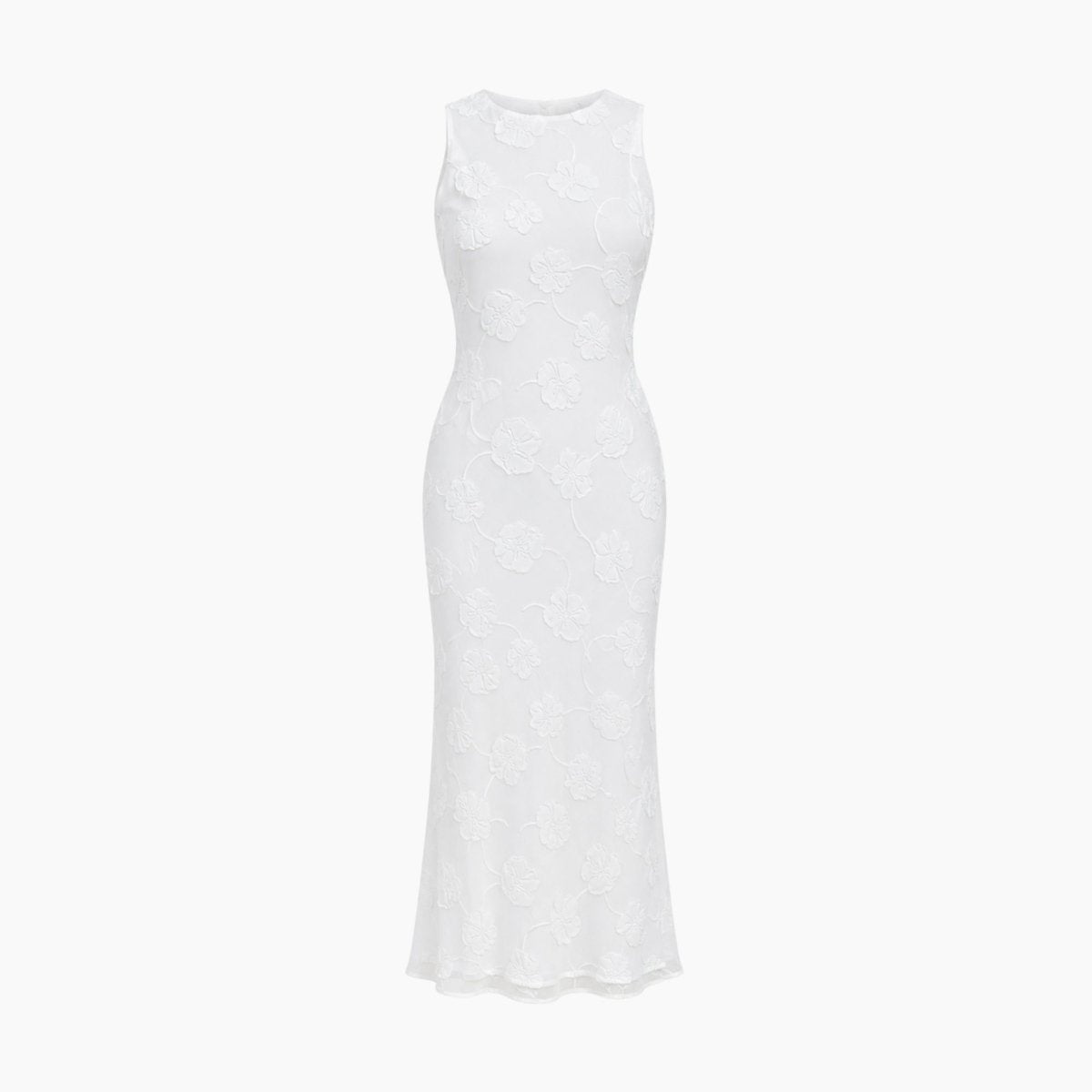 Ärmlös midiklänning med blommigt mönster för dam-Midi Dress-Fjallbarn
