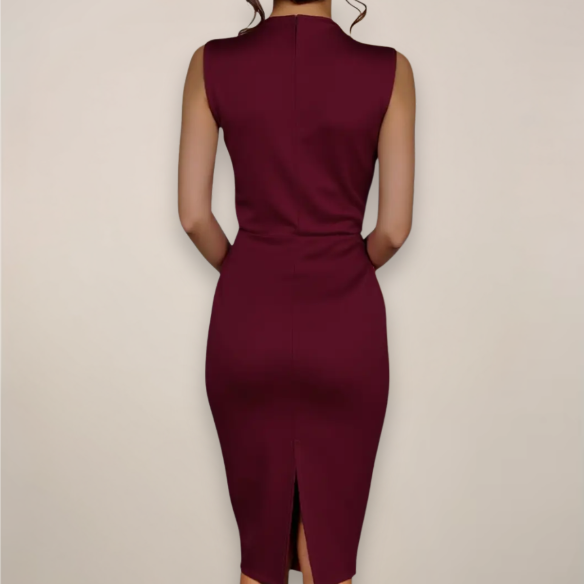 Ärmlös midiklänning med knytning i halsen för dam-Midi Dress-Fjallbarn