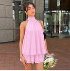 Ärmlös miniklänning med halterneck för dam-Mini Dress-Fjallbarn
