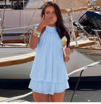 Ärmlös miniklänning med halterneck för dam-Mini Dress-Fjallbarn