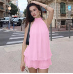Ärmlös miniklänning med halterneck för dam-Mini Dress-Fjallbarn