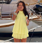 Ärmlös miniklänning med halterneck för dam-Mini Dress-Fjallbarn