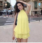 Ärmlös miniklänning med halterneck för dam-Mini Dress-Fjallbarn