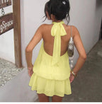 Ärmlös miniklänning med halterneck för dam-Mini Dress-Fjallbarn