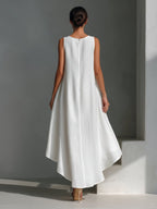 Ärmlös texturerad high-low-klänning för dam-Midi Dress-Fjallbarn