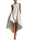 Ärmlös texturerad high-low-klänning för dam-Midi Dress-Fjallbarn
