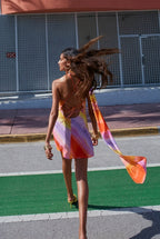 Asymmetrisk miniklänning med halterneck för dam-Mini Dress-Fjallbarn